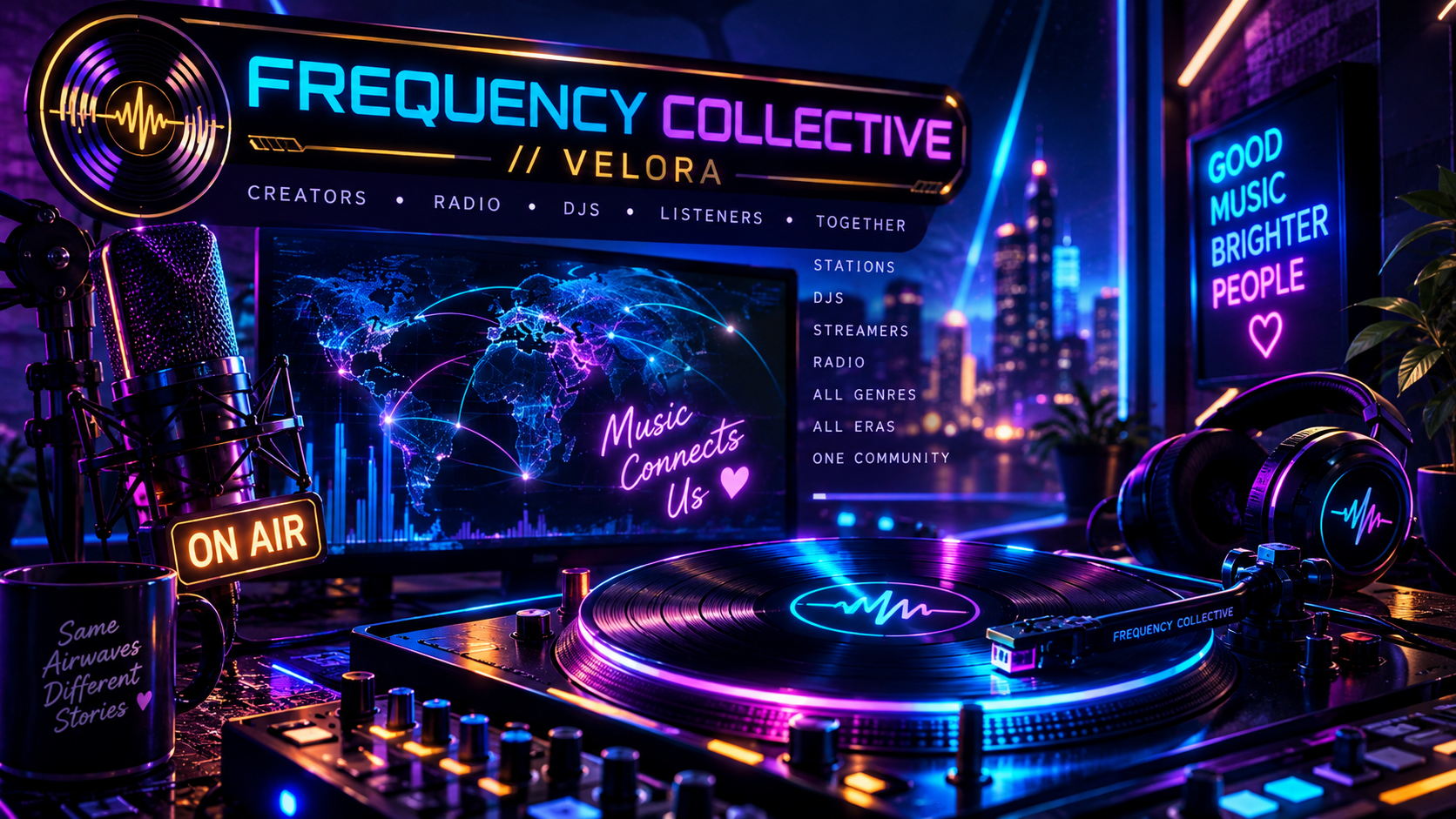 Frequency Collective Vintage Radio & Modern DJ Artwork